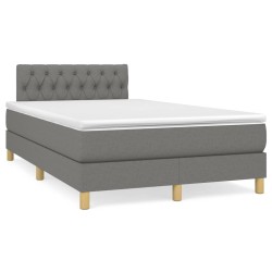 vidaXL Cama box spring con colchón y LED tela marrón oscuro 120x190 cm