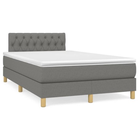 vidaXL Cama box spring con colchón y LED tela marrón oscuro 120x190 cm