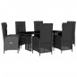 vidaXL Set de comedor de jardín 7 pzas y cojines ratán sintético negro vidaXL Set de comedor de jardín 7 pzas y cojines ratán sintético negro