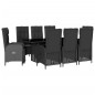 vidaXL Set de comedor de jardín 9 pzas y cojines ratán sintético negro vidaXL Set de comedor de jardín 9 pzas y cojines ratán sintético negro