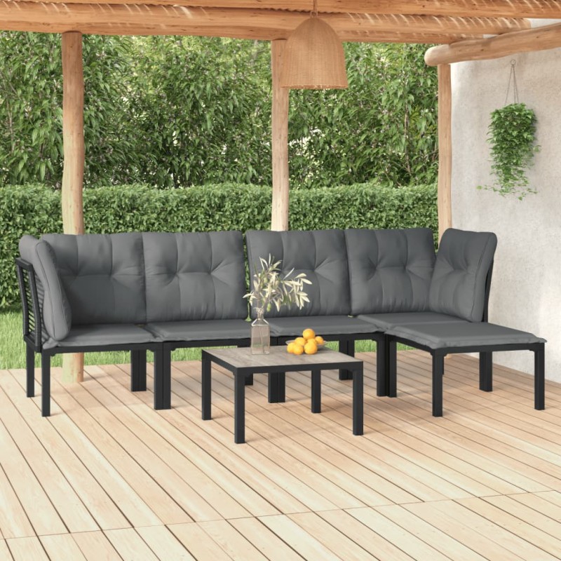 vidaXL Juego de muebles de jardín 6 pzas ratán sintético negro y gris