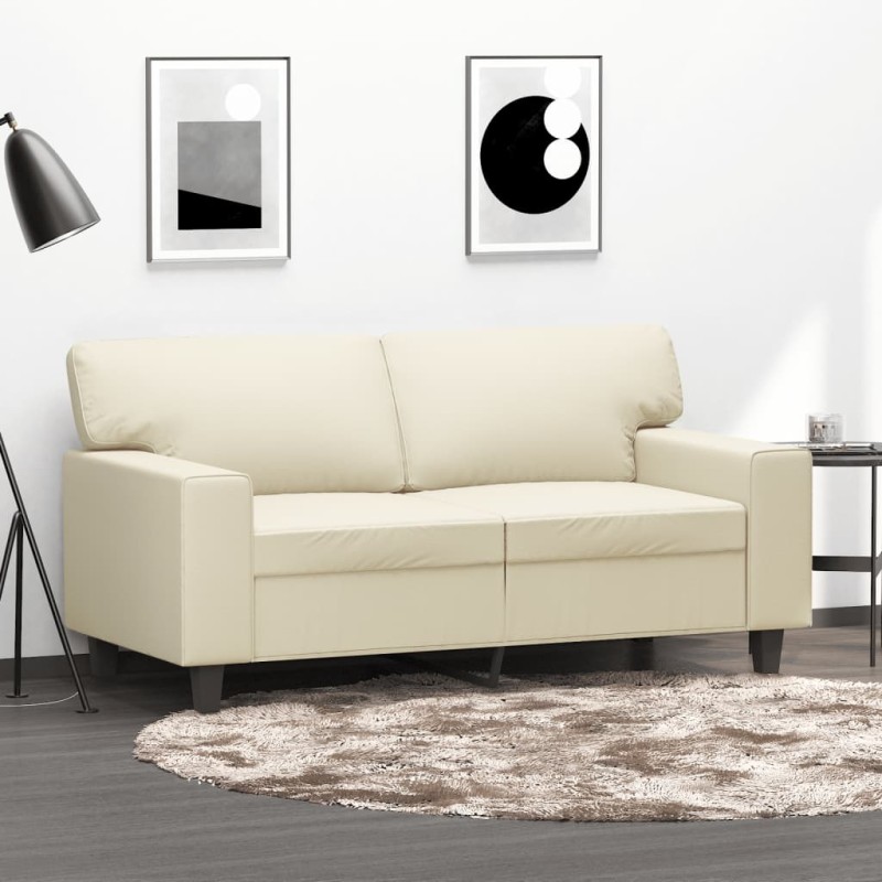 vidaXL Sofá de 2 plazas de cuero sintético color crema 120 cm vidaXL Sofá de 2 plazas de cuero sintético color crema 120 cm