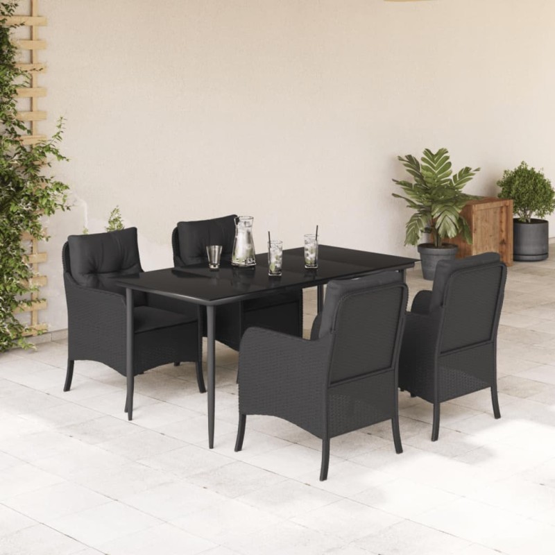 vidaXL Set de muebles jardín 5 pzas con cojines ratán sintético negro