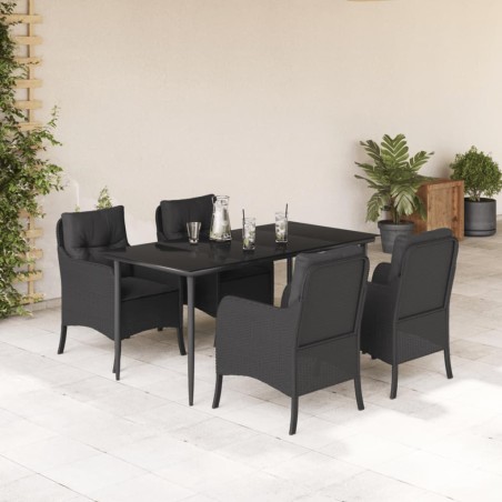 vidaXL Set de muebles jardín 5 pzas con cojines ratán sintético negro