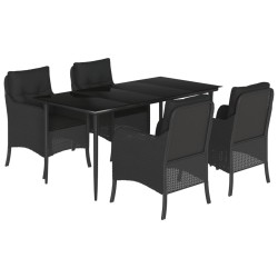 vidaXL Set de muebles jardín 5 pzas con cojines ratán sintético negro