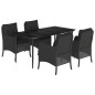 vidaXL Set de muebles jardín 5 pzas con cojines ratán sintético negro