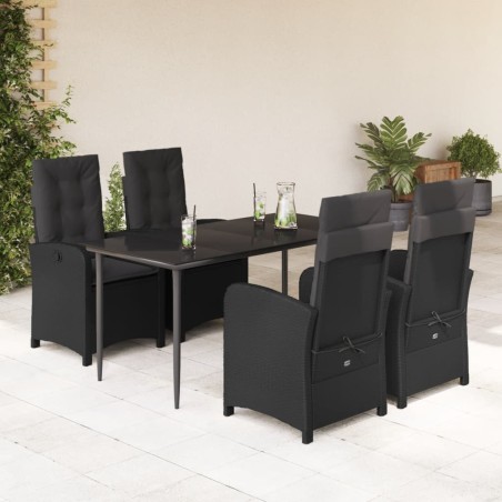 vidaXL Set de muebles jardín 5 pzas con cojines ratán sintético negro