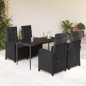 vidaXL Set de muebles jardín 5 pzas con cojines ratán sintético negro