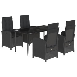 vidaXL Set de muebles jardín 5 pzas con cojines ratán sintético negro