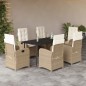 vidaXL Set comedor de jardín 7 pzas con cojines ratán sintético beige