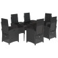 vidaXL Set de comedor de jardín 7 pzas y cojines ratán sintético negro vidaXL Set de comedor de jardín 7 pzas y cojines ratán sintético negro
