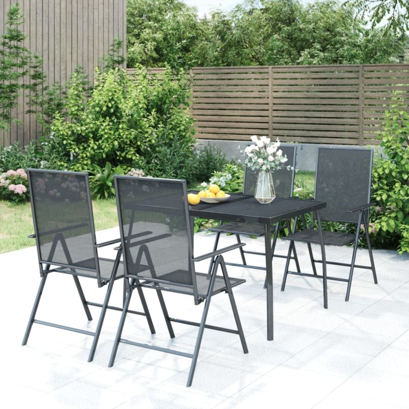vidaXL Juego de comedor de jardín 5 piezas acero gris antracita vidaXL Juego de comedor de jardín 5 piezas acero gris antracita