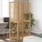 vidaXL Biombo separador de 3 paneles madera maciza paulownia marrón vidaXL Biombo separador de 3 paneles madera maciza paulownia marrón