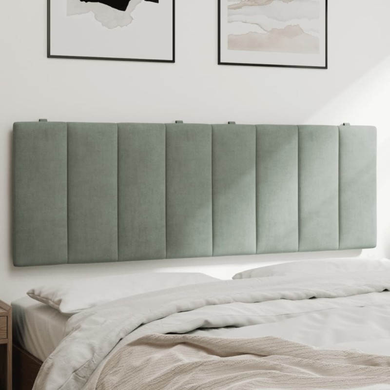 vidaXL Cabecero de cama acolchado terciopelo gris claro 120 cm vidaXL Cabecero de cama acolchado terciopelo gris claro 120 cm