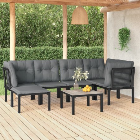 vidaXL Juego de muebles de jardín 7 pzas ratán sintético negro y gris