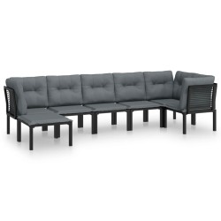 vidaXL Juego de muebles de jardín 7 pzas ratán sintético negro y gris