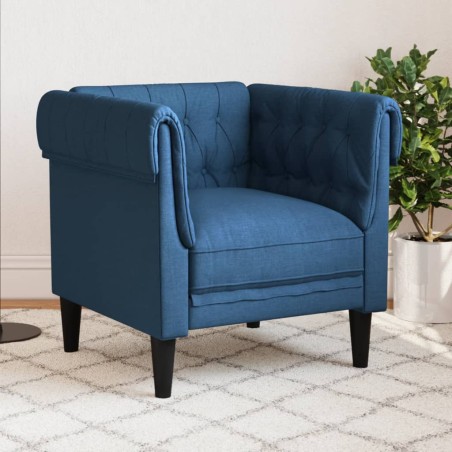 vidaXL Sillón Chesterfield de tela azul