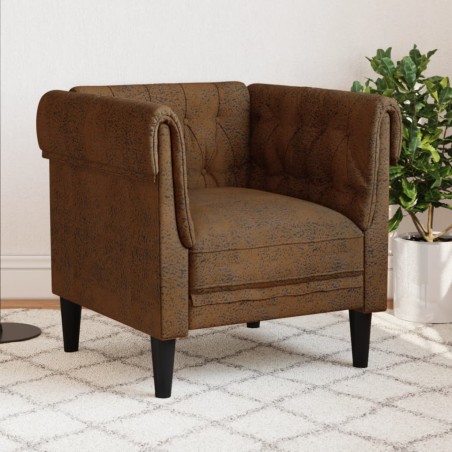 vidaXL Sillón Chesterfield de tela marrón