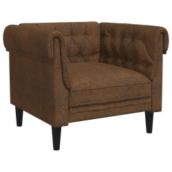 vidaXL Sillón Chesterfield de tela marrón