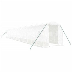 vidaXL Invernadero con estructura de acero blanco 32 m² 16x2x2 m
