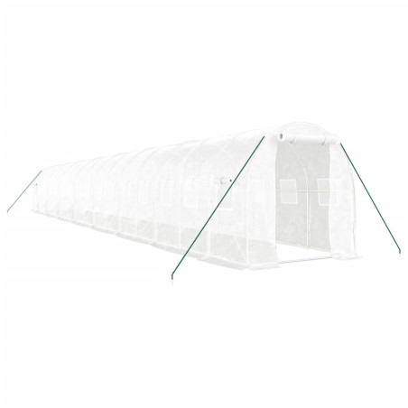vidaXL Invernadero con estructura de acero blanco 32 m² 16x2x2 m