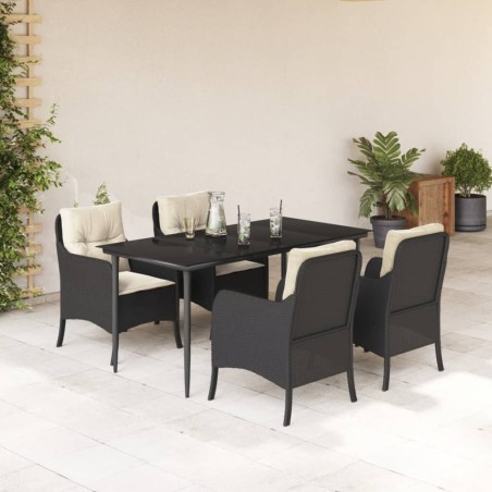 vidaXL Set de muebles jardín 5 pzas con cojines ratán sintético negro