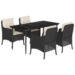 vidaXL Set de muebles jardín 5 pzas con cojines ratán sintético negro