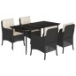 vidaXL Set de muebles jardín 5 pzas con cojines ratán sintético negro vidaXL Set de muebles jardín 5 pzas con cojines ratán sintético negro