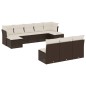 vidaXL Set de sofás de jardín 10 pzas y cojines ratán sintético marrón vidaXL Set de sofás de jardín 10 pzas y cojines ratán sintético marrón