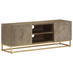 vidaXL Mueble de TV madera maciza de mango y hierro 110x30x40 cm