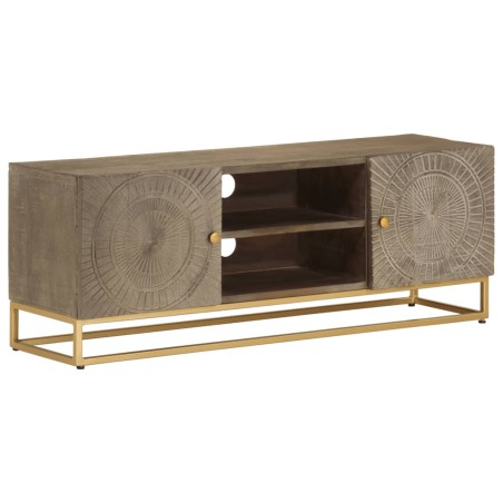 vidaXL Mueble de TV madera maciza de mango y hierro 110x30x40 cm