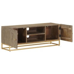 vidaXL Mueble de TV madera maciza de mango y hierro 110x30x40 cm