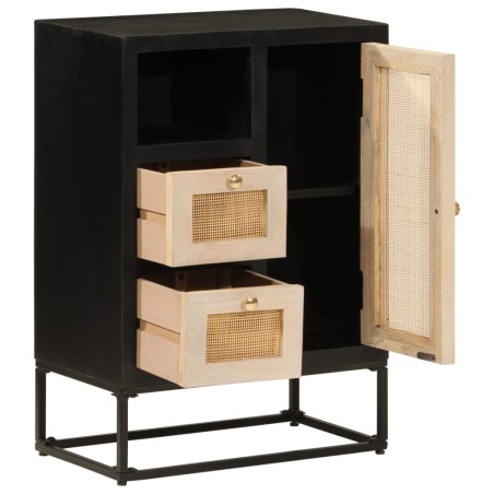 vidaXL Aparador de hierro y madera maciza de mango negro 55x30x76 cm