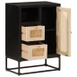 vidaXL Aparador de hierro y madera maciza de mango negro 55x30x76 cm