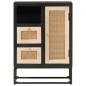 vidaXL Aparador de hierro y madera maciza de mango negro 55x30x76 cm