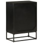 vidaXL Aparador de hierro y madera maciza de mango negro 55x30x76 cm