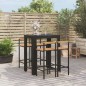 vidaXL Mesa bar y taburetes jardín 5 pzas madera acacia ratán PE negro vidaXL Mesa bar y taburetes jardín 5 pzas madera acacia ratán PE negro