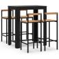 vidaXL Mesa bar y taburetes jardín 5 pzas madera acacia ratán PE negro vidaXL Mesa bar y taburetes jardín 5 pzas madera acacia ratán PE negro