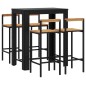 vidaXL Mesa bar y taburetes jardín 5 pzas madera acacia ratán PE negro vidaXL Mesa bar y taburetes jardín 5 pzas madera acacia ratán PE negro
