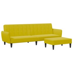 vidaXL Sofá cama de 2 plazas con taburete terciopelo amarillo