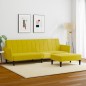 vidaXL Sofá cama de 2 plazas con taburete terciopelo amarillo vidaXL Sofá cama de 2 plazas con taburete terciopelo amarillo