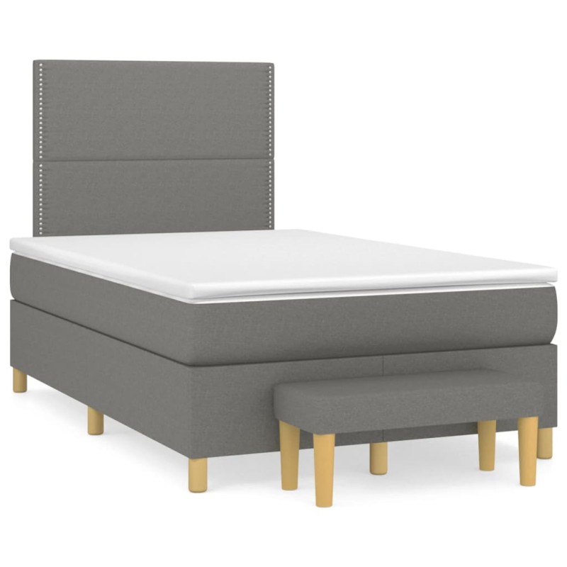 vidaXL Cama box spring con colchón tela gris oscuro 120x190 cm vidaXL Cama box spring con colchón tela gris oscuro 120x190 cm