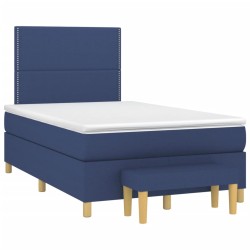 vidaXL Cama box spring con colchón tela azul 120x190 cm