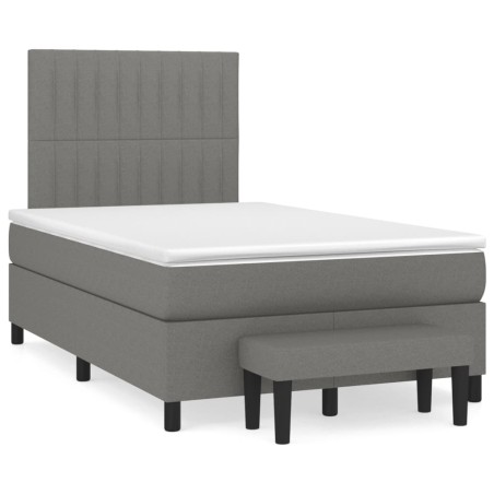 vidaXL Cama box spring con colchón tela gris oscuro 120x190 cm