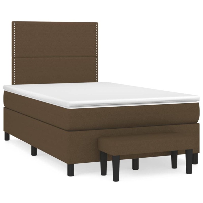 vidaXL Cama box spring con colchón tela marrón oscuro 120x190 cm vidaXL Cama box spring con colchón tela marrón oscuro 120x190 cm