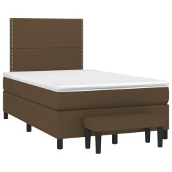 vidaXL Cama box spring con colchón tela marrón oscuro 120x190 cm