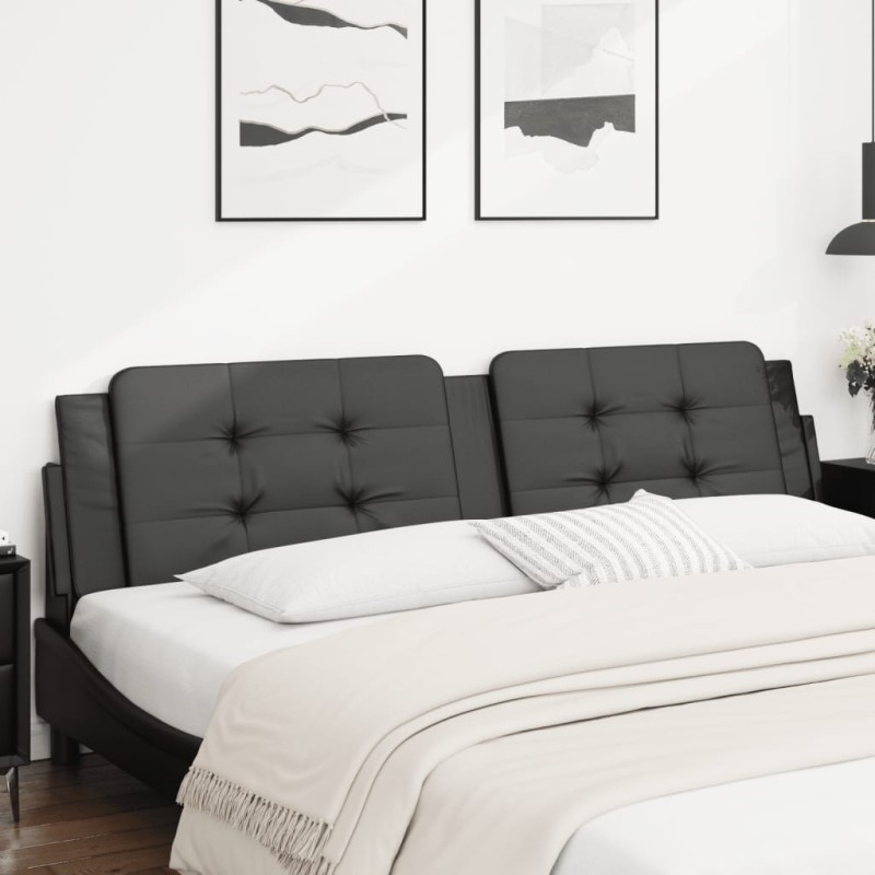 vidaXL Cabecero de cama acolchado cuero sintético negro 200 cm vidaXL Cabecero de cama acolchado cuero sintético negro 200 cm