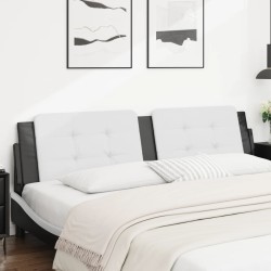 vidaXL Cabecero de cama acolchado cuero sintético blanco negro 200 cm