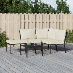 vidaXL Juego de muebles de jardín 5 piezas acero y cojines color arena