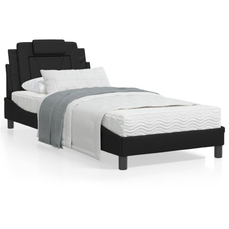 vidaXL Cama con colchón cuero sintético negro 80x200 cm